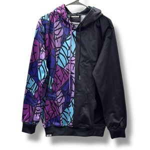 Dream Hoodie Women’s Size Large Black‎ Purple Blue Abstract Streetwear